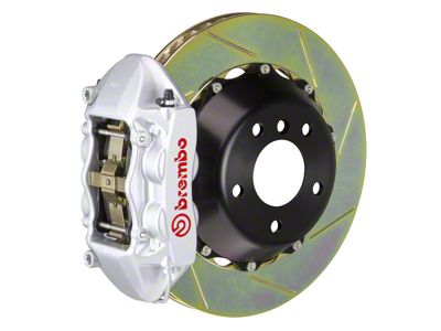 Brembo GT Series 4-Piston Rear Big Brake Kit with 15-Inch 2-Piece Type 1 Slotted Rotors; Silver Calipers (10-15 Camaro, Excluding Z/28)