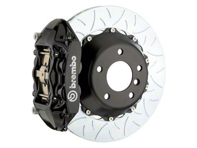 Brembo GT Series 4-Piston Rear Big Brake Kit with 15-Inch 2-Piece Type 3 Slotted Rotors; Black Calipers (10-15 Camaro, Excluding Z/28)