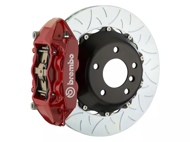 Brembo GT Series 4-Piston Rear Big Brake Kit with 15-Inch 2-Piece Type 3 Slotted Rotors; Red Calipers (10-15 Camaro, Excluding Z/28)