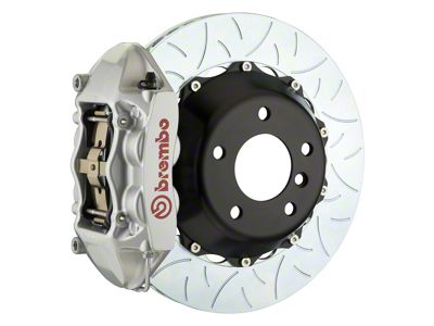 Brembo GT Series 4-Piston Rear Big Brake Kit with 15-Inch 2-Piece Type 3 Slotted Rotors; Silver Calipers (10-15 Camaro, Excluding Z/28)