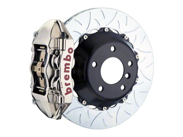 Brembo GT Series 4-Piston Rear Big Brake Kit with 15-Inch 2-Piece Type 3 Slotted Rotors; Nickel Plated Calipers (10-15 Camaro, Excluding Z/28)