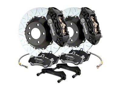 Brembo GT Series 4-Piston Rear Big Brake Kit with 15-Inch 2-Piece Type 3 Slotted Rotors; Black Calipers (16-24 Camaro SS)