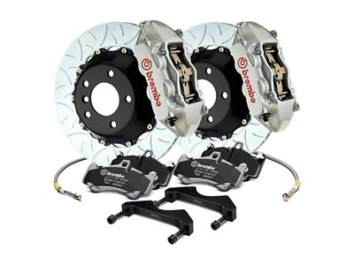 Brembo GT Series 4-Piston Rear Big Brake Kit with 15-Inch 2-Piece Type 3 Slotted Rotors; Silver Calipers (16-24 Camaro SS)