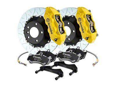 Brembo GT Series 4-Piston Rear Big Brake Kit with 15-Inch 2-Piece Type 3 Slotted Rotors; Yellow Calipers (16-24 Camaro SS)