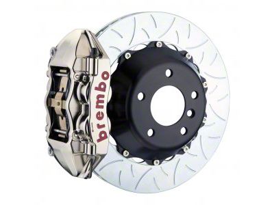 Brembo GT Series 4-Piston Rear Big Brake Kit with 15-Inch 2-Piece Type 3 Slotted Rotors; Nickel Plated Calipers (16-24 Camaro SS)