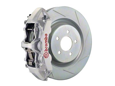 Brembo GT Series 6-Piston Front Big Brake Kit with 14-Inch 1-Piece Type 1 Slotted Rotors; Silver Calipers (16-24 Camaro LS, LT, SS)