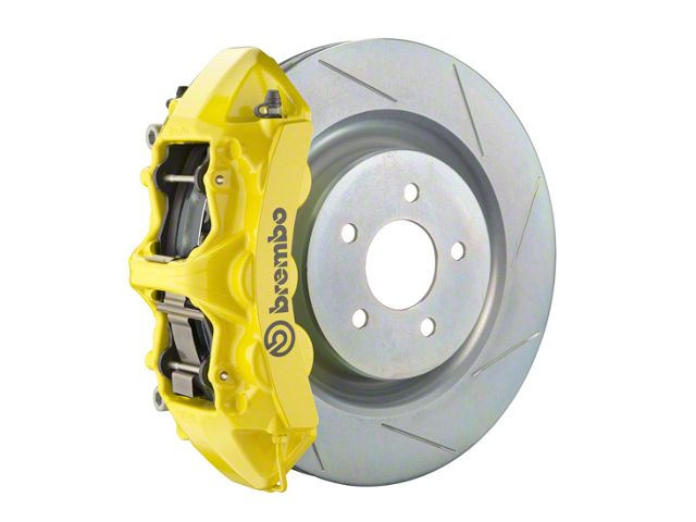 Brembo GT Series 6-Piston Front Big Brake Kit with 14-Inch 1-Piece Type 1 Slotted Rotors; Yellow Calipers (16-24 Camaro LS, LT, SS)
