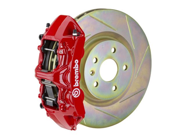 Brembo GT Series 6-Piston Front Big Brake Kit with 14-Inch 1-Piece Type 1 Slotted Rotors; Red Calipers (10-15 V6 Camaro)