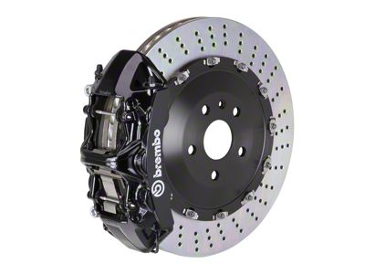 Brembo GT Series 6-Piston Front Big Brake Kit with 15.90-Inch 2-Piece Cross Drilled Rotors; Black Calipers (10-15 Camaro SS, ZL1)