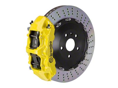 Brembo GT Series 6-Piston Front Big Brake Kit with 15.90-Inch 2-Piece Cross Drilled Rotors; Yellow Calipers (10-15 Camaro SS, ZL1)