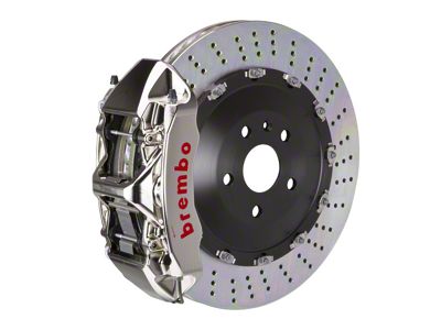 Brembo GT Series 6-Piston Front Big Brake Kit with 15.90-Inch 2-Piece Cross Drilled Rotors; Nickel Plated Calipers (10-15 Camaro SS, ZL1)