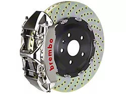 Brembo GT Series 6-Piston Front Big Brake Kit with 15.90-Inch 2-Piece Cross Drilled Rotors; Nickel Plated Calipers (16-24 Camaro SS)