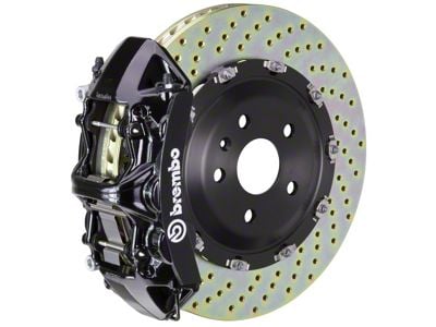 Brembo GT Series 6-Piston Front Big Brake Kit with 15-Inch 2-Piece Cross Drilled Rotors; Black Calipers (16-24 Camaro LS, LT, SS)