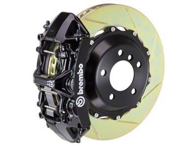 Brembo GT Series 6-Piston Front Big Brake Kit with 15-Inch 2-Piece Type 1 Slotted Rotors; Black Calipers (10-15 V6 Camaro)