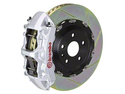 Brembo GT Series 6-Piston Front Big Brake Kit with 15-Inch 2-Piece Type 1 Slotted Rotors; Silver Calipers (10-15 Camaro SS)