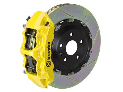Brembo GT Series 6-Piston Front Big Brake Kit with 15-Inch 2-Piece Type 1 Slotted Rotors; Yellow Calipers (16-24 Camaro LS, LT, SS)