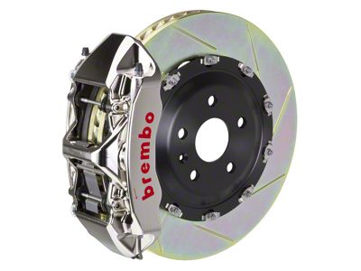 Brembo GT Series 6-Piston Front Big Brake Kit with 15-Inch 2-Piece Type 1 Slotted Rotors; Nickel Plated Calipers (16-24 Camaro LS, LT, SS)