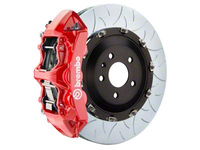 Brembo GT Series 6-Piston Front Big Brake Kit with 15-Inch 2-Piece Type 3 Slotted Rotors; Red Calipers (10-15 Camaro SS)