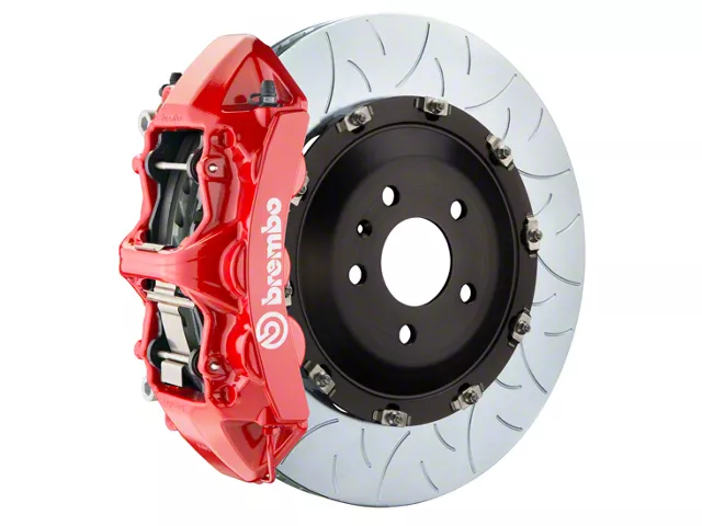 Brembo GT Series 6-Piston Front Big Brake Kit with 15-Inch 2-Piece Type 3 Slotted Rotors; Red Calipers (10-15 Camaro SS)