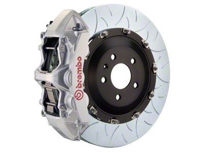 Brembo GT Series 6-Piston Front Big Brake Kit with 15-Inch 2-Piece Type 3 Slotted Rotors; Silver Calipers (10-15 Camaro SS)