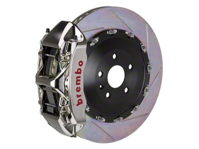 Brembo GT Series 6-Piston Front Big Brake Kit with 15.90-Inch 2-Piece Type 1 Slotted Rotors; Nickel Plated Calipers (10-15 Camaro SS, ZL1)
