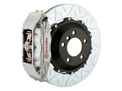 Brembo GT Series 4-Piston Front Big Brake Kit with 14-Inch 2-Piece Type 3 Slotted Rotors; Silver Calipers (09-10 Challenger R/T, SE)