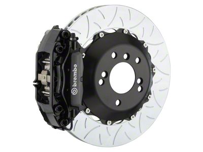 Brembo GT Series 4-Piston Rear Big Brake Kit with 13.60-Inch 2-Piece Type 3 Slotted Rotors; Black Calipers (09-23 5.7L HEMI, V6 RWD Challenger)