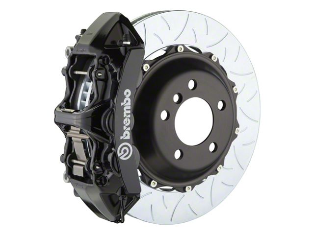 Brembo GT Series 6-Piston Front Big Brake Kit with 14-Inch 2-Piece Type 3 Slotted Rotors; Black Calipers (09-10 Challenger R/T, SE)