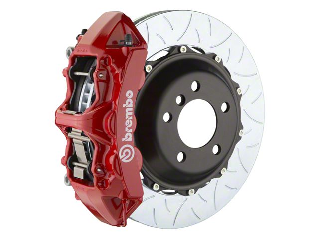 Brembo GT Series 6-Piston Front Big Brake Kit with 14-Inch 2-Piece Type 3 Slotted Rotors; Red Calipers (09-10 Challenger R/T, SE)