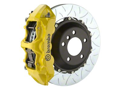 Brembo GT Series 6-Piston Front Big Brake Kit with 14-Inch 2-Piece Type 3 Slotted Rotors; Yellow Calipers (09-10 Challenger R/T, SE)