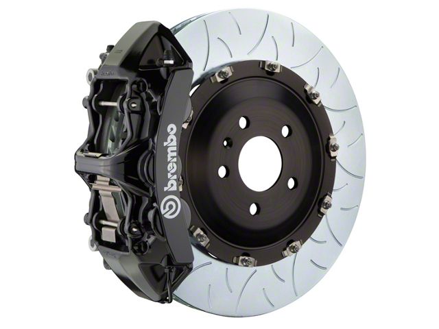 Brembo GT Series 6-Piston Front Big Brake Kit with 15-Inch 2-Piece Type 3 Slotted Rotors; Black Calipers (08-14 Challenger SRT8)