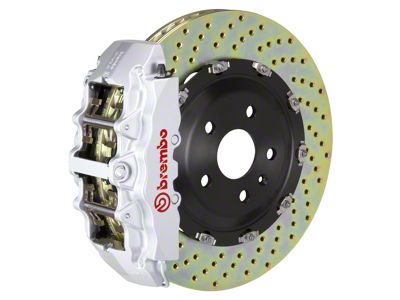 Brembo GT Series 8-Piston Front Big Brake Kit with 15-Inch 2-Piece Cross Drilled Rotors; Silver Calipers (08-14 Challenger SRT8)