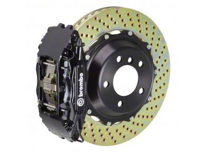 Brembo GT Series 4-Piston Front Big Brake Kit with 14-Inch 2-Piece Cross Drilled Rotors; Black Calipers (06-10 RWD Charger, Excluding SRT8)