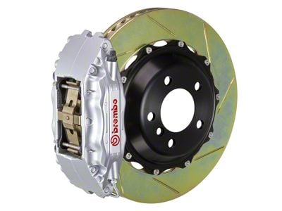 Brembo GT Series 4-Piston Front Big Brake Kit with 14-Inch 2-Piece Type 1 Slotted Rotors; Silver Calipers (06-10 RWD Charger, Excluding SRT8)