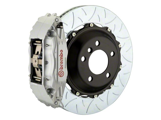 Brembo GT Series 4-Piston Front Big Brake Kit with 14-Inch 2-Piece Type 3 Slotted Rotors; Silver Calipers (06-10 RWD Charger, Excluding SRT8)