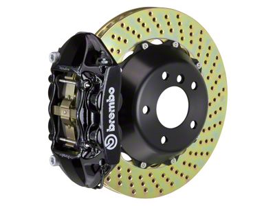 Brembo GT Series 4-Piston Rear Big Brake Kit with 15-Inch 2-Piece Cross Drilled Rotors; Black Calipers (06-14 Charger SRT8)