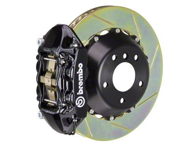 Brembo GT Series 4-Piston Rear Big Brake Kit with 15-Inch 2-Piece Type 1 Slotted Rotors; Black Calipers (06-14 Charger SRT8)