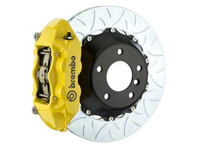 Brembo GT Series 4-Piston Rear Big Brake Kit with 15-Inch 2-Piece Type 3 Slotted Rotors; Yellow Calipers (06-14 Charger SRT8)