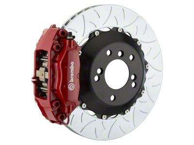 Brembo GT Series 4-Piston Rear Big Brake Kit with 13.60-Inch 2-Piece Type 3 Slotted Rotors; Red Calipers (06-23 5.7L HEMI, V6 RWD Charger)