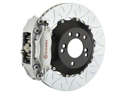 Brembo GT Series 4-Piston Rear Big Brake Kit with 13.60-Inch 2-Piece Type 3 Slotted Rotors; Silver Calipers (06-23 5.7L HEMI, V6 RWD Charger)