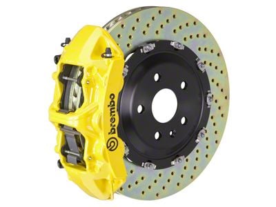 Brembo GT Series 6-Piston Front Big Brake Kit with 15-Inch 2-Piece Cross Drilled Rotors; Yellow Calipers (06-14 Charger SRT8)