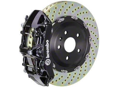 Brembo GT Series 6-Piston Front Big Brake Kit with 15-Inch 2-Piece Cross Drilled Rotors; Black Calipers (11-23 5.7L HEMI Charger)