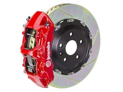 Brembo GT Series 6-Piston Front Big Brake Kit with 15-Inch 2-Piece Type 1 Slotted Rotors; Red Calipers (11-23 5.7L HEMI Charger)