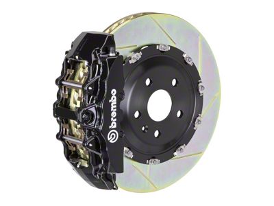 Brembo GT Series 8-Piston Front Big Brake Kit with 15-Inch 2-Piece Type 1 Slotted Rotors; Black Calipers (06-14 Charger SRT8)