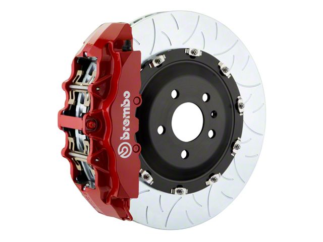 Brembo GT Series 8-Piston Front Big Brake Kit with 15-Inch 2-Piece Type 3 Slotted Rotors; Red Calipers (06-14 Charger SRT8)
