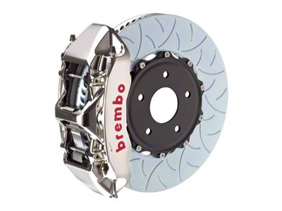 Brembo GT-R Series 6-Piston Front Big Brake Kit with 350x34mm 2-Piece Type 3 Slotted Rotors; Nickel Plated Calipers (20-25 Corvette C8 Stingray)