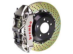 Brembo GT-R Series 6-Piston Front Big Brake Kit with 380x32mm 2-Piece Cross Drilled Rotors; Nickel Plated Calipers (20-26 Corvette C8 Stingray)