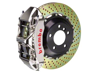 Brembo GT-R Series 6-Piston Front Big Brake Kit with 380x32mm 2-Piece Cross Drilled Rotors; Nickel Plated Calipers (20-25 Corvette C8 Stingray)