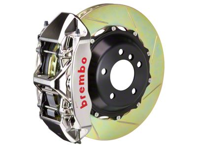 Brembo GT-R Series 6-Piston Front Big Brake Kit with 380x32mm 2-Piece Type 1 Slotted Rotors; Nickel Plated Calipers (20-25 Corvette C8 Stingray)
