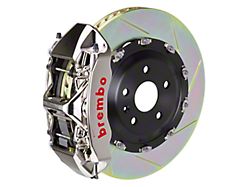 Brembo GT-R Series 6-Piston Front Big Brake Kit with 380x34mm 2-Piece Type 1 Slotted Rotors; Nickel Plated Calipers (20-26 Corvette C8 Stingray)